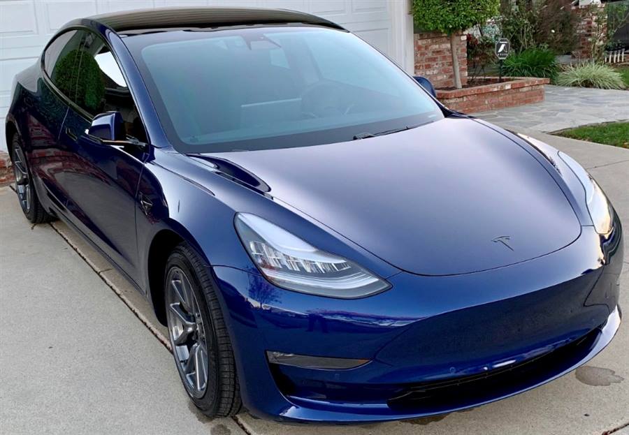 blue model 3 tesla