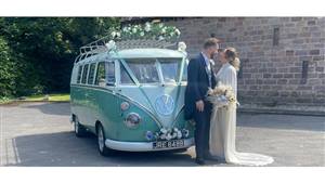 VW Campervan T1 Split Screen Wedding car. Click for more information.