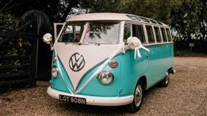 VW Splitscreen Samba Wedding car. Click for more information.