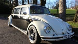 Volkswagen Stretched Beetle Limousine Wedding car. Click for more information.